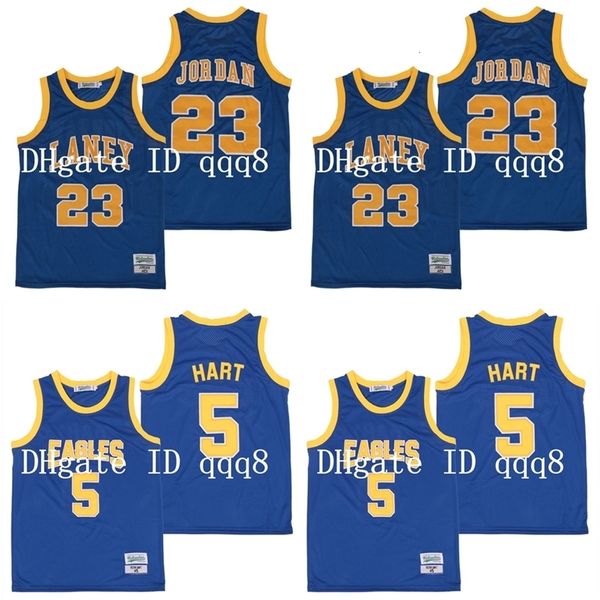 

nc01 ncaa laney 23 michael jor dan jersey 5 kevin hart high school college jersey 100% stitched basketball jersey, Black