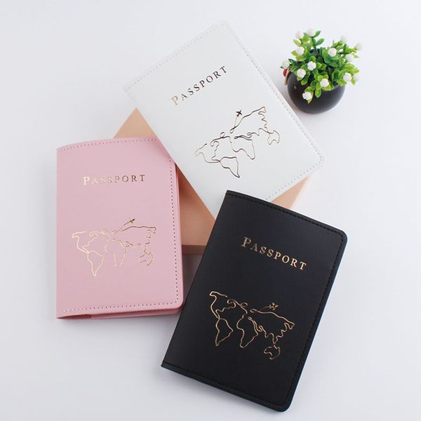 

dhl50sets card holders women pu map prints travel passport cover mix color, Brown;gray