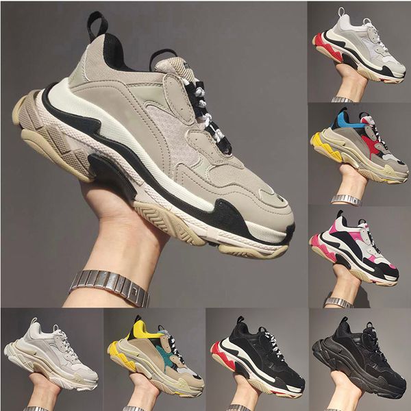 

quality triple s trainers men women designer shoes old dad paris clear sole crystal black white beige pink leather 17fw vintage platform bo