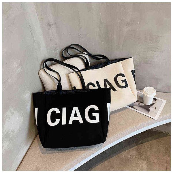 

tote women's korean fashion letter shoulder bag simple fashion women's handbag college students shopping bag 220518