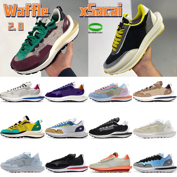 

waffle xsacai 2.0 mens running shoes triple black white undercover nylon sail gum tour bright citron royal fuchsia yellow smoke grey men wom