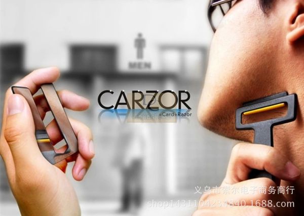 Razoras Blades Carzor Ultra-port￡vel Cart￣o EDC Shaver pode ser colocado na carteira Ultra-Thin Razor 2 cabe￧as com espelho