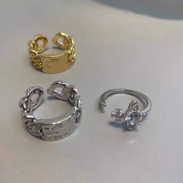 

west queen saturn ring wood star vivi new niche zircon geometric diamond set planet metal wind opening adjustable 1 :1 ring women, Silver
