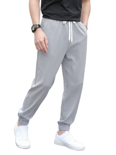 

men drawstring waist carrot pants s4tm#, Black