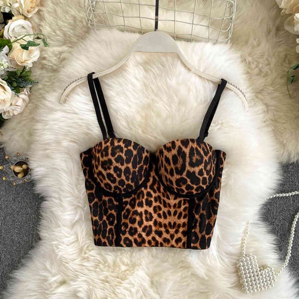 

women's tanks camis fried street leopard pattern breast pad suspender vest women's rag skipping outside and inside with royal sist, White