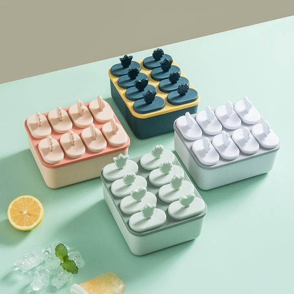 Küche Eiswürfel Formen Wiederverwendbare Eis am Stiel Maker DIY Eis Werkzeuge Küchen 8 Zellen Lolly Form Tablett Bar Werkzeug 20220611 D3