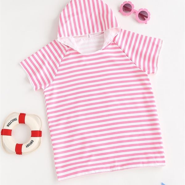 

toddler girls striped hooded cover up she01, Blue