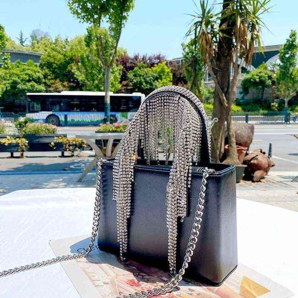 

evening bags shoulder wedding handbag designer s tote new korean summer diamonds square rhinestone tassel women 220331