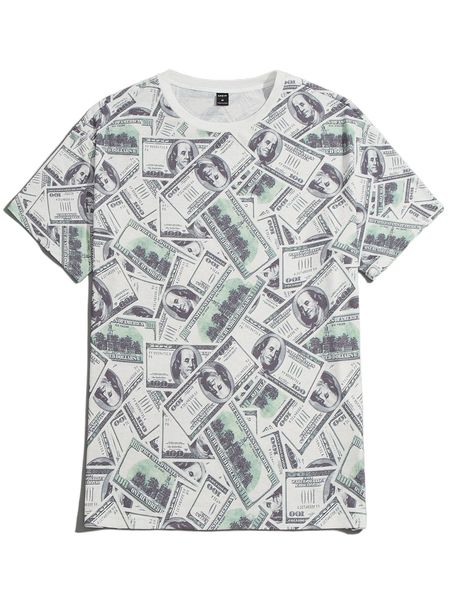 

men allover dollar print tee d5j3#, White;black