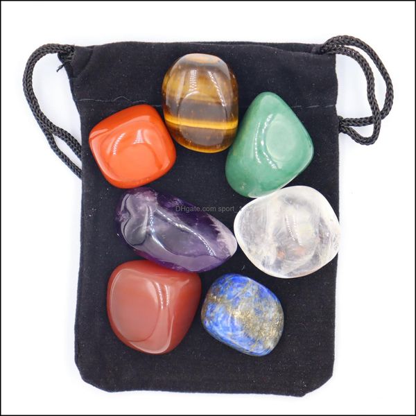 Stone Loose Lowels Jewelry 7pcs/set Reiki Natural Troped Irregar Polishing Rock Quartz Yoga Energy Bead para Chakra Heali Dhchu