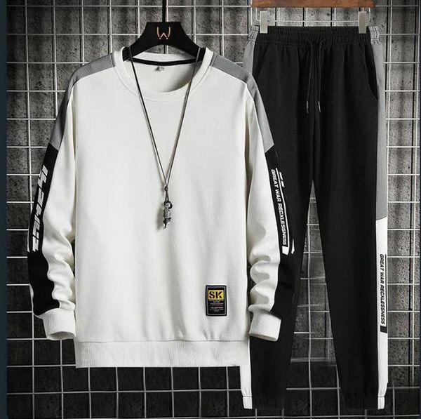 

spring autumn men tracksuit 2022 casual men's 2 pieces set sporting track suit fashion sweatshirt+pants mens sets streetwear, Gray