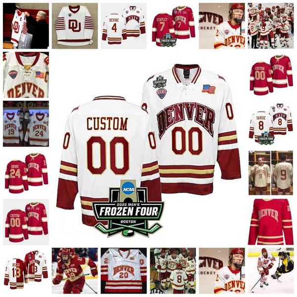 XFLSP 2022 Koleji Dondurulmuş Dört Şampiyonası Özel Denver Pioneers du Buz Hokeyi Jersey 8 Will Butcher 42 Tyler Bozak 5 Henrik Borgstrom 8 John Mac