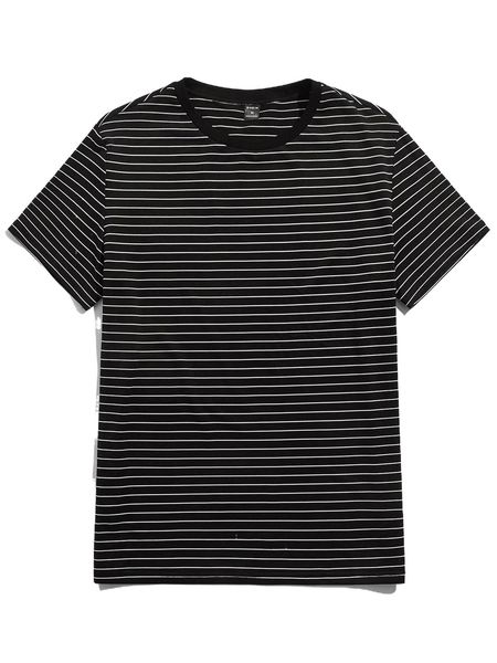 

men striped print tee y6y0#, White;black