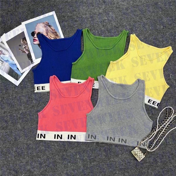 

designers letter t shirts vest for women summer sleeveless knitted tshirt clothing beach tanks, White