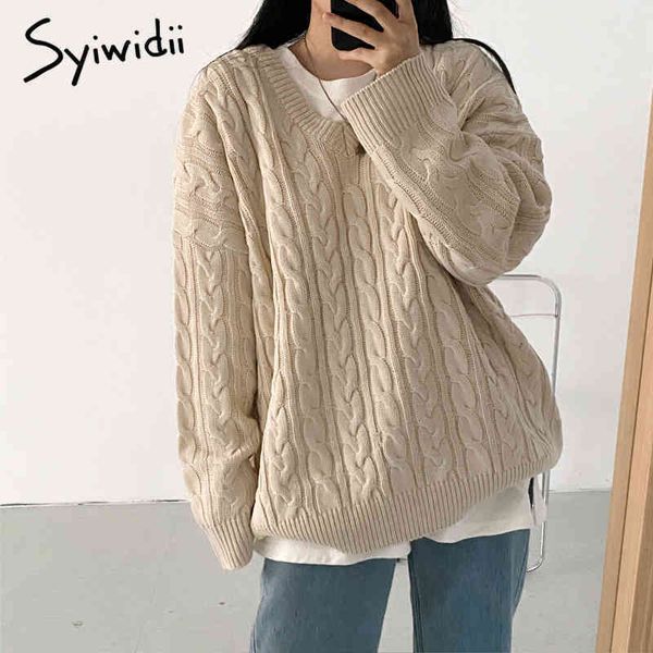 

sweaters for women plus size winter clothes vneck fall fashion korean beige black pullovers casual 210415, White;black