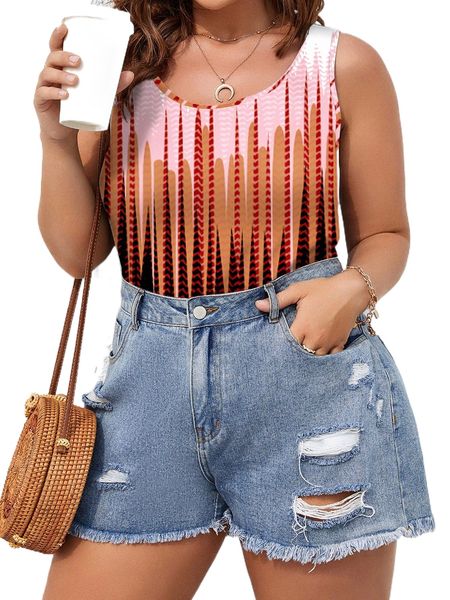 

plus geo print tank d9il#, Black