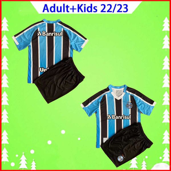 

kids kit 2022 2023 gremio soccer jerseys 22 23 geromel luan kannemann miller mens uniforms home away third boys suit football shirts, Black