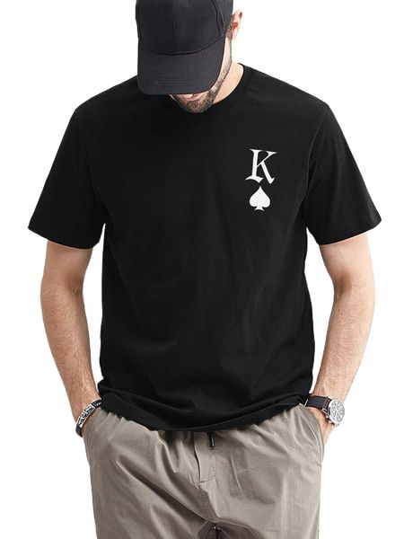 

men letter & playing card print tee f2lq#, White;black