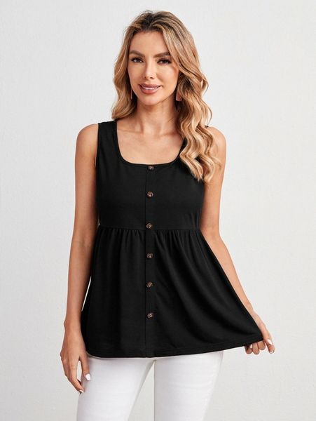 

emery rose fake button peplum tank 79t0#, White