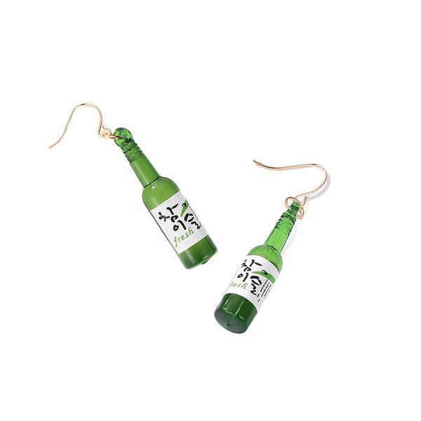 

funny women earring resin drop funny custom cute girls charm liquor spirits bottle cans jewelry, Golden