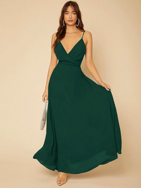 

tall solid wrap detail cami dress i8s9#, Black;gray