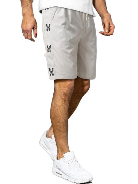 

men butterfly print drawstring waist shorts 97hi#, White;black
