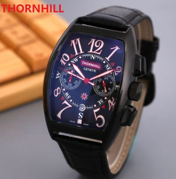 Relogio Masculino mens cinque pin lavoro orologio multifunzionale 43mm vera pelle quarzo orologi da polso di alta qualità cronometro scelto da star della moda Orologio casual