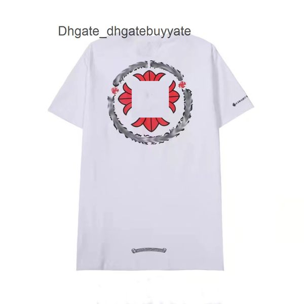 

mens brand summer t shirts horseshoe flower tees ch man classic cross t-shirts women shirt sanskrit letter designer tshirts luxury boy hip, White;black