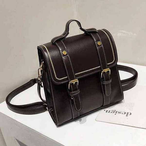 

evening bags vintage women messenger pu leather female shoulder bag small ladies totes 2022 new multifunction schoolbag bagpack handbag 2207
