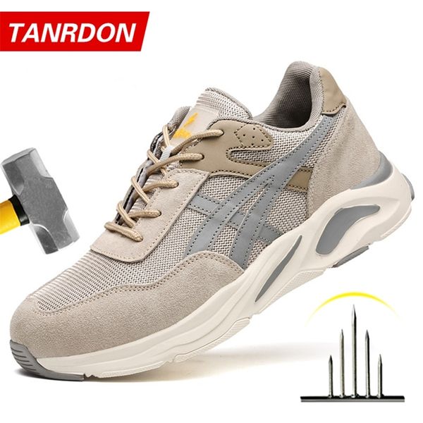 

male work boots indestructible safety shoes men steel toe puncture-proof sneakers 220616, Black;brown