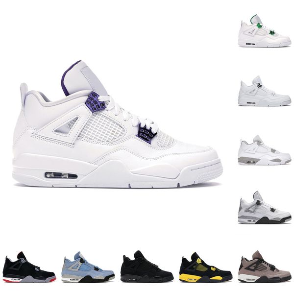 

mens womens 4 basketball shoes 4s jumpman desert moss red thunder metallic purple university blue white oreo taupe haze black cat trainer