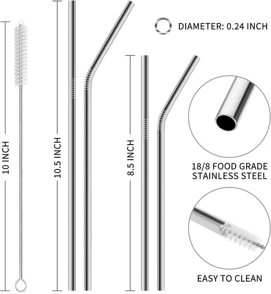 Yeni Allanhu 12 Pack Yeniden Kullanılabilir Paslanmaz Çelik Metal Pipetler Kasalı - 30 Oz ve 20 Oz Tumbler Bulaşık Makinesi Güvenli - 2 Temizlik Fırçaları
