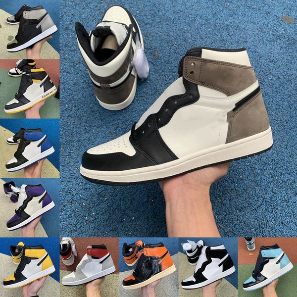 

high 1 jumpman 1s basketball shoes chicago university blue hyper royal light smoke grey sneakers obsidian unc black crimson tint not for res