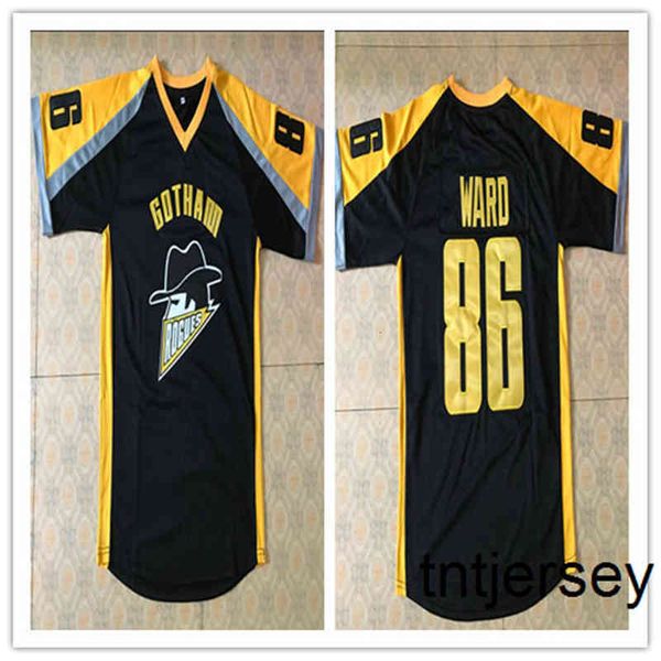 Mit GOTHAM ROGUES HINES WARD #86 FOOTBALL JERSEY DARK KNIGHT Punti di ricamo Personalizza qualsiasi dimensione e nome