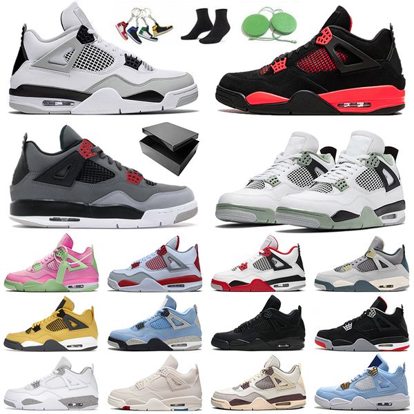 

jumpman 4 basketball shoes men trainers 4s military black cats seafoam off sail game craft infrared designer sneakers sports white oreo red