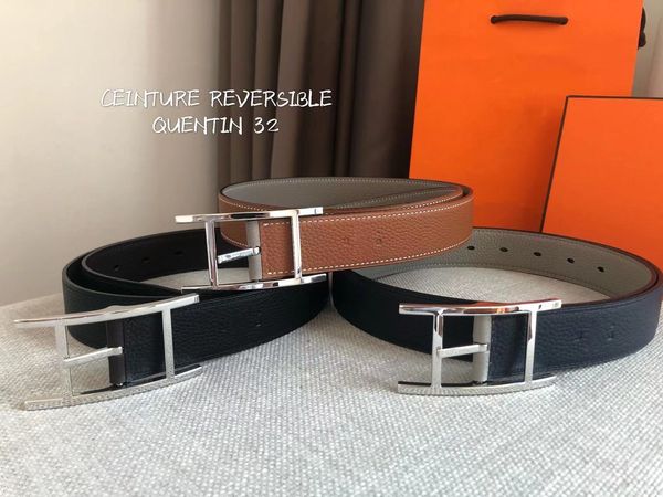 

new men's belts designer women's belt fashion versatile double-sided with classic h home leather belt lovers, Black;brown