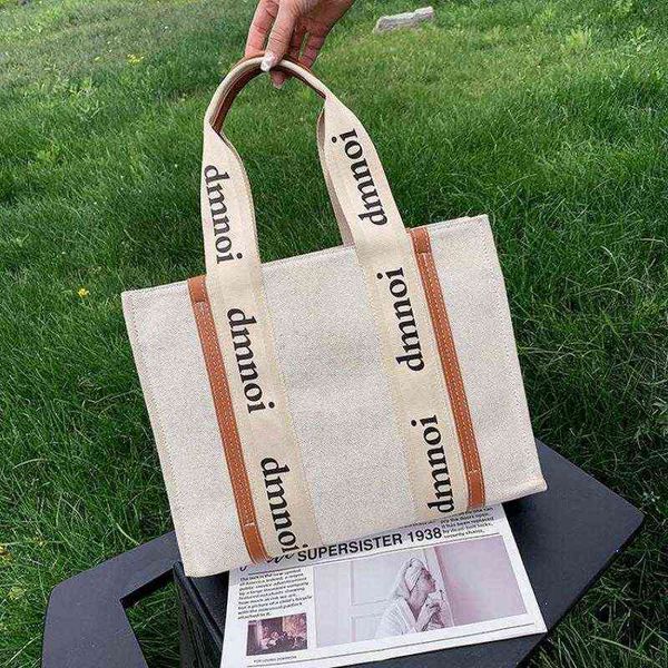 

brands canvas letters tote bags for women fashion big capacity shopper bag women's bag designer splice leather women handbag new 220507