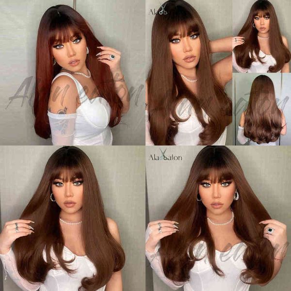

wig female head dyed black wine red qi bangs long curly hair tip fashion wig 220527