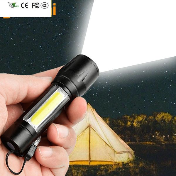 Neue tragbare Q5 COB LED Taschenlampe Wasserdichte Taktische USB Aufladbare Camping Laterne Zoomable Fokus Taschenlampe Licht Lampe Nacht Lichter