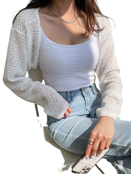 

dazy drop shoulder open front without cami e0al#, White