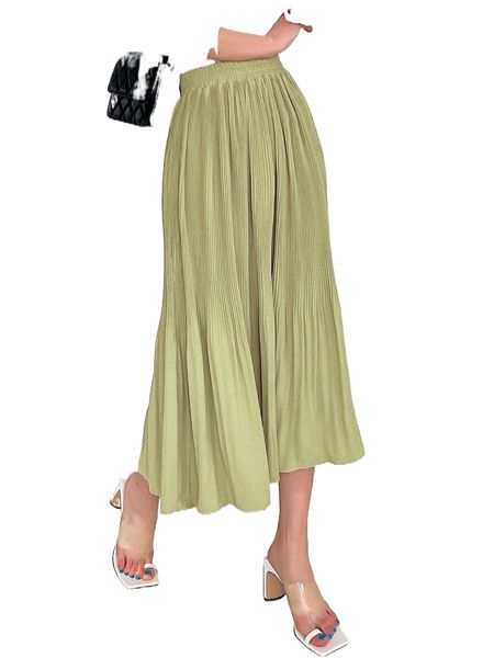 

dazy high waist plisse skirt k0g7#, Black