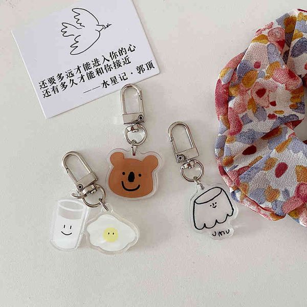 Chaves Korean Instoon Cartoon Cute Koala Chain Chain Leite Pudim Airpods Acessórios para bolsas para estudantes pendentes Moda feminina