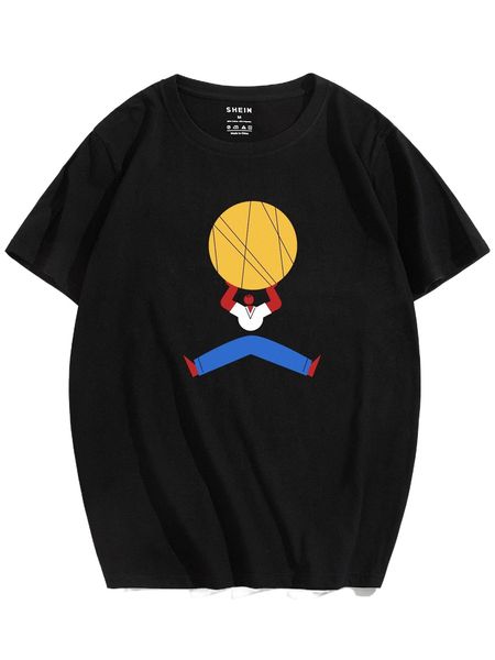 

men cartoon figure print tee t0r8#, White;black