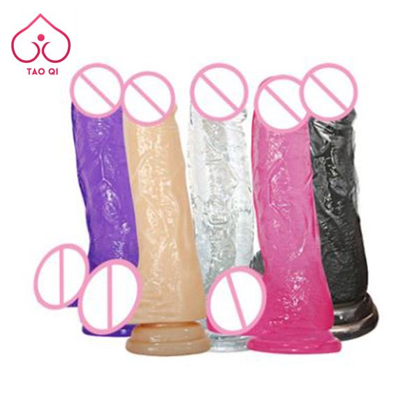 Pênis de simulação de vibrador G-Spot Gigante transparente de cristal gigante não vibração Copo de sucção de brinquedo anal feminino Sexy Beauty itens