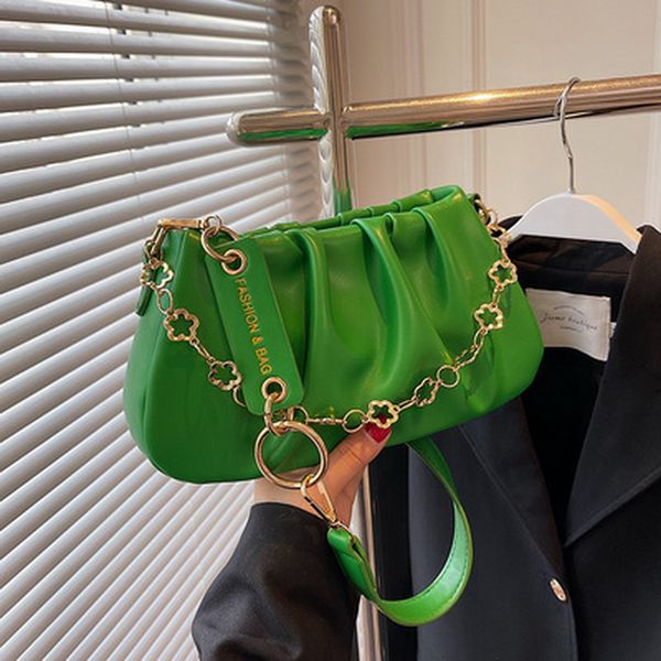 

2022 evening bags versatile niche design bag female spring summer new fashion chain pleated slant small square bag