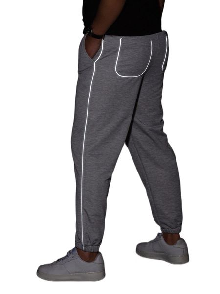 

men reflective binding slant pocket sweatpants k0rb#, Black