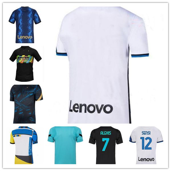 

2021 2022 soccer jersey vidal barella lautaro alexis hakimi 21 22 football shirt uniforms men kids kit 4th fourth, Black;yellow