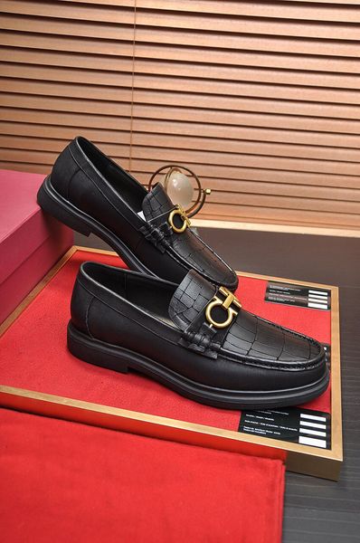 

2022 mens elegant designer dress shoes gentlemen genuine leather walking flats men brand wedding party platform oxfords size 38-45, Black