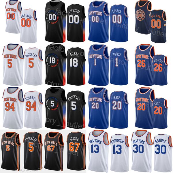 

screen printed basketball immanuel quickley jersey 5 alec burks 18 obi in 1 kevin knox 20 cam reddish 21 quentin grimes 6 julius randle, Black