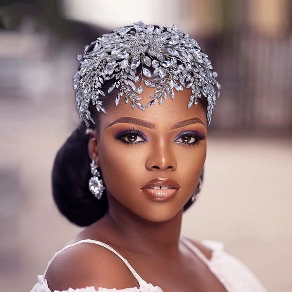 2022 Hoja Flor Diamante Tiara Largo Barroco Cristal Tocado de novia Corona Rhinestone con joyería de boda Accesorios para el cabello Diamond2879